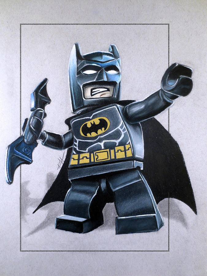 Color pencil illustration of Lego Batman