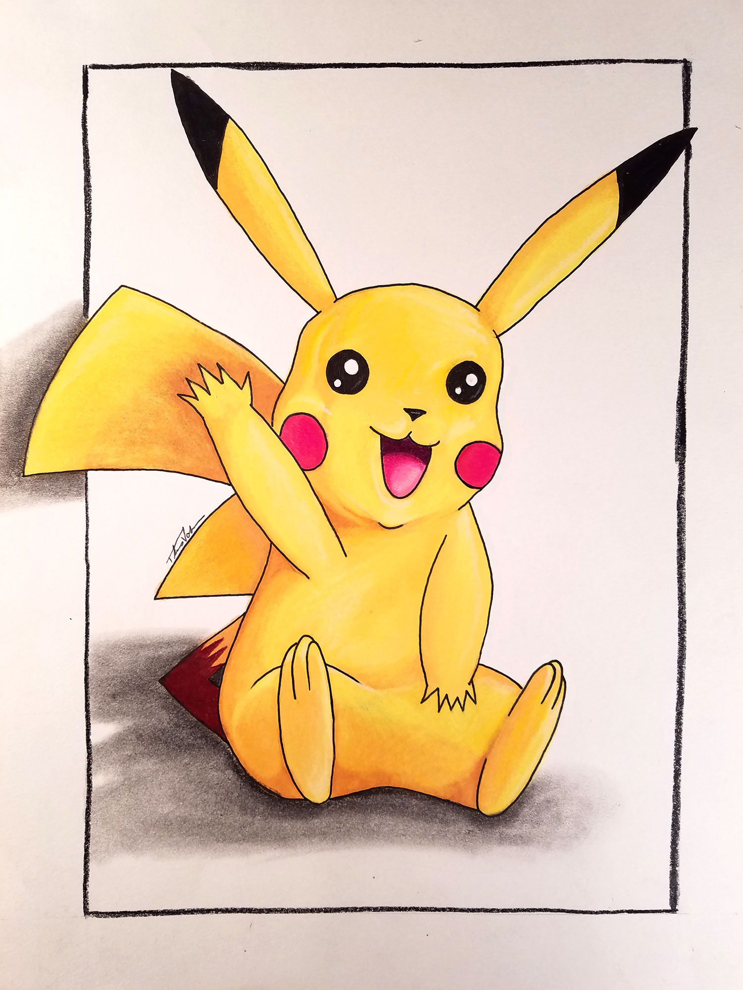 Marker illustration of Pikachu