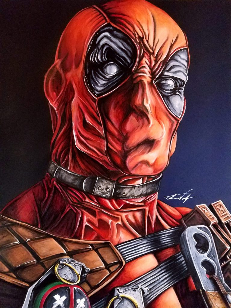 Mixed media illustration of Deadpool Mixed media illustration of Deadpool