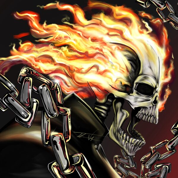 Digital media illustration of Ghost Rider