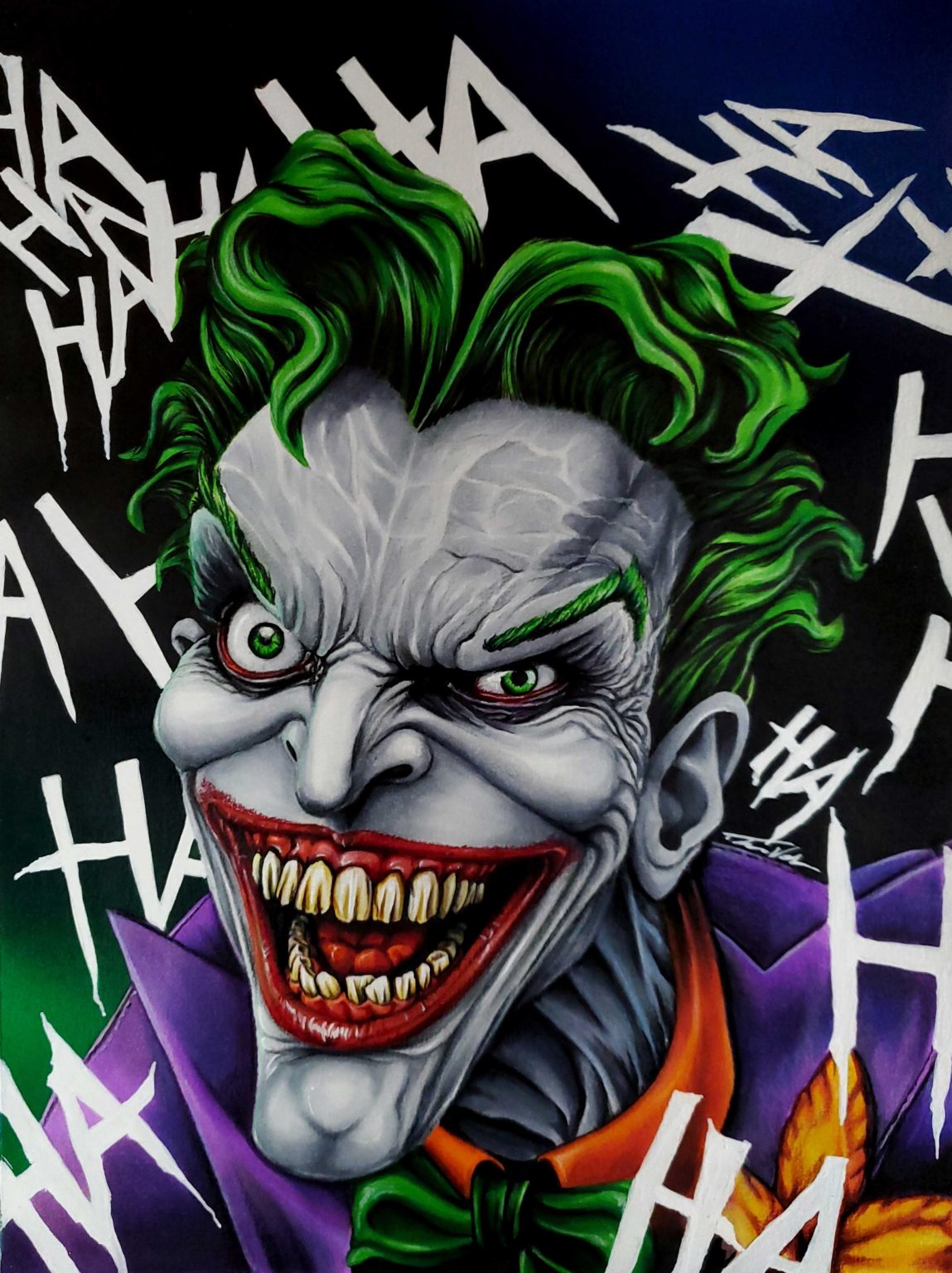 Mixed media illustration of The Joker